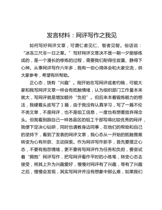 发言材料：网评写作之我见