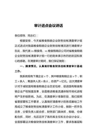 审计进点会议讲话