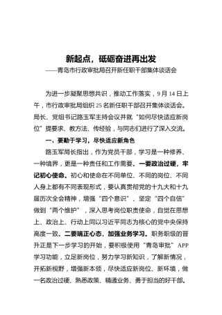 行政审批局新任职干部集体谈话会讲话