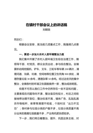 在镇村干部会议上的讲话稿
