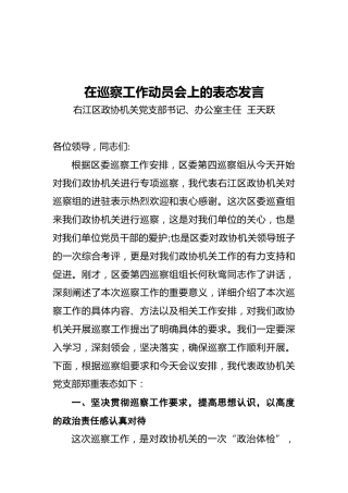 在巡察工作动员会上的表态发言-2