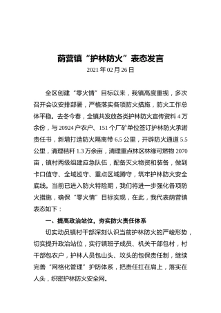 荫营镇“护林防火”表态发言（20210226）