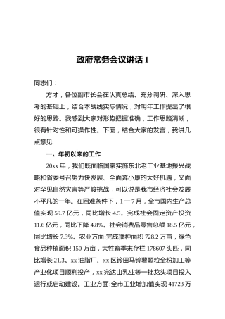 政府常务会议讲话1