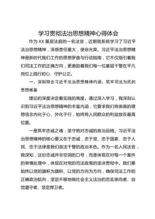 学习贯彻法治思想精神心得体会
