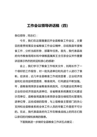 工作会议领导讲话稿（四）