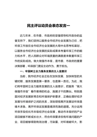 民主评议动员会表态发言一