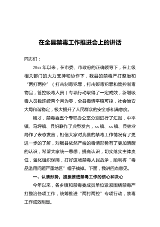 在全县禁毒工作推进会上的讲话