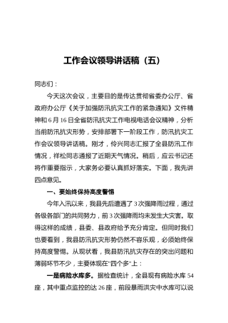 工作会议领导讲话稿（五）