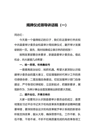 揭牌仪式领导讲话稿（一）