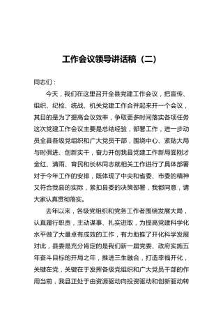 工作会议领导讲话稿（二）