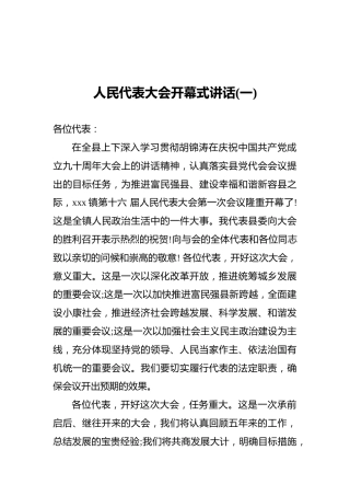 人民代表大会开幕式讲话3篇