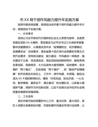市XX局干部作风能力提升年实施方案