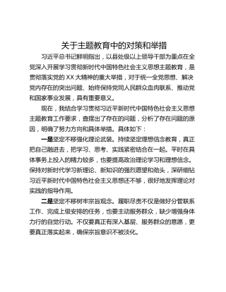 关于主题教育中的对策和举措