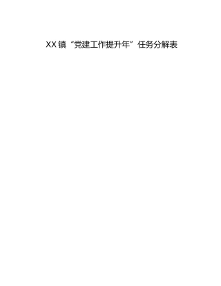XX镇“党建工作提升年”任务分解表