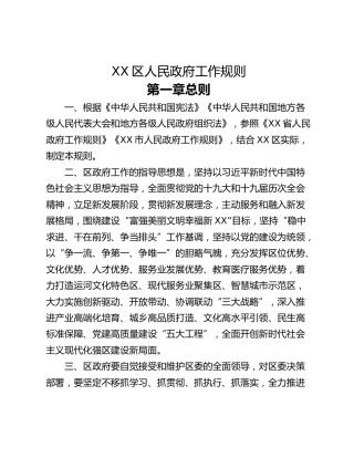 XX区人民政府工作规则