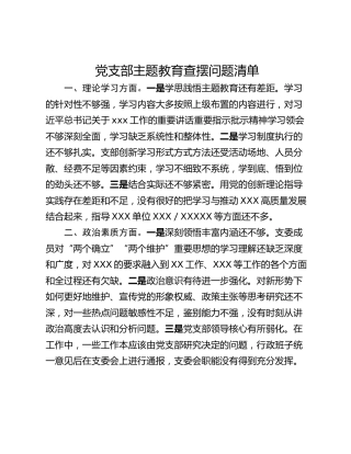 党支部主题教育查摆问题清单