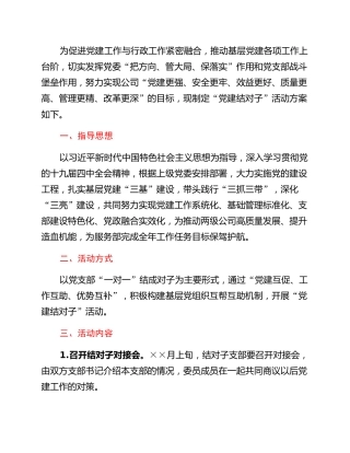 “党建结对子”活动方案