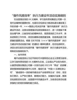 “强作风提效率”执行力建设年活动实施细则