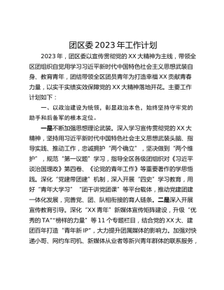 团区委2023年工作计划