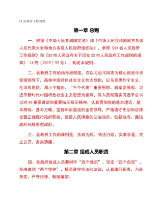 XX县政府工作规则