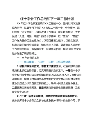 红十字会工作总结和下一年工作计划