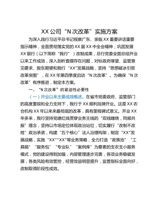 XX公司“N次改革”实施方案