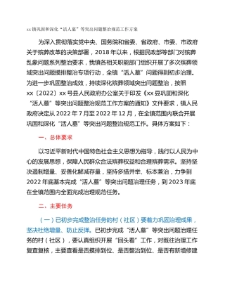 xx镇巩固和深化“活人墓”等突出问题整治规范工作方案