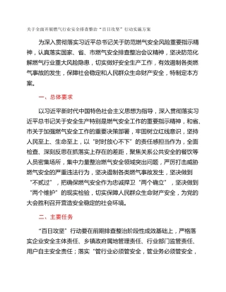 关于全面开展燃气行业安全排查整治“百日攻坚”行动实施方案