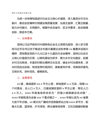镇乡文化振兴实施方案