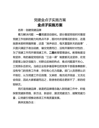 党建金点子实施方案