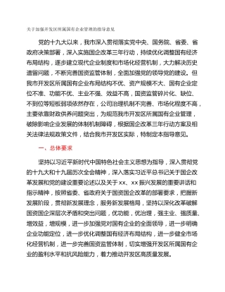 关于加强开发区所属国有企业管理的指导意见