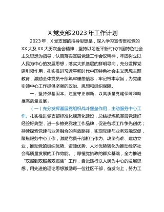 X党支部2023年工作计划