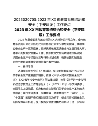 2023020705_2023年XX市教育系统综治和安全（平安建设）工作要点