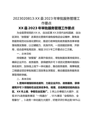 2023020813_XX县2023年审批服务管理工作要点