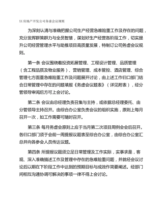 XX房地产开发公司务虚会议规则