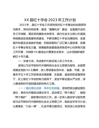 XX县红十字会2023年工作计划