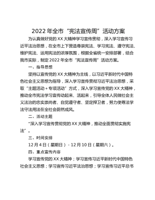2022年全市“宪法宣传周”活动方案