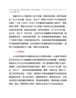关于在全校开展“转观念促发展，转作风促落实，对XXXX怎么看、怎么办、怎么干”学习讨论实施方案