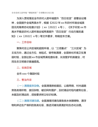 全市农村人居环境“薄弱村组”专项整治行动方案