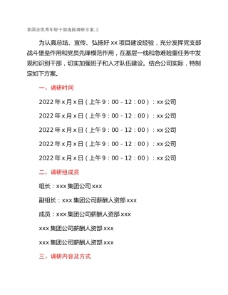 某国企优秀年轻干部选拔调研方案_2