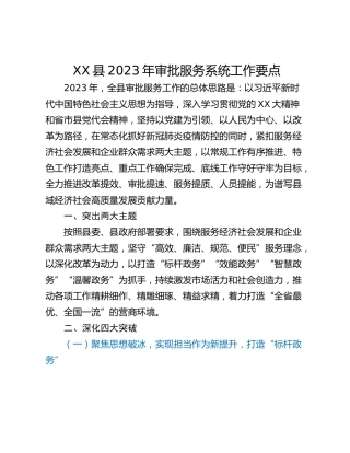 XX县2023年审批服务系统工作要点