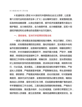 区X街道2022年工作计划