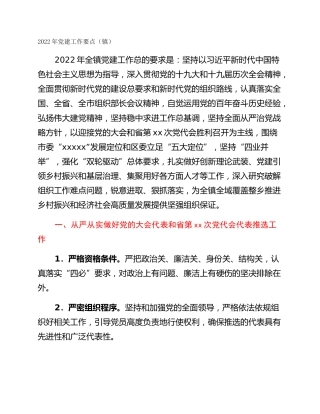2022年党建工作要点（镇）