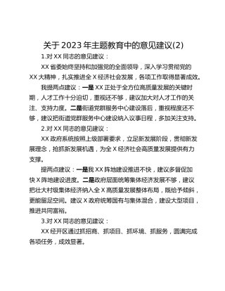 关于2023年主题教育中的意见建议(2)