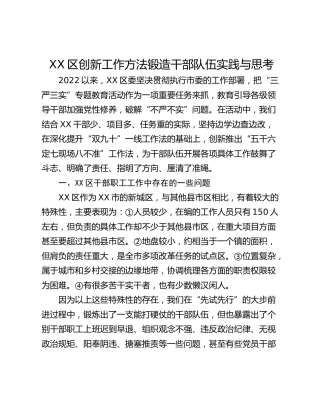 XX区创新工作方法锻造干部队伍实践与思考