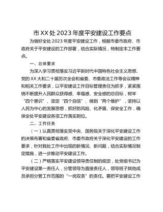市XX处2023年度平安建设工作要点