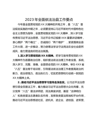 2023年全面依法治县工作要点