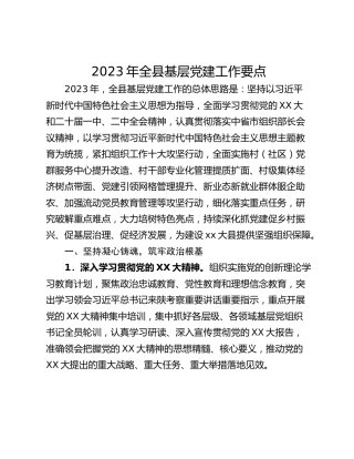 2023年全县基层党建工作要点