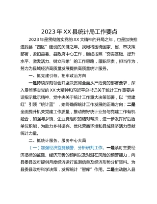 2023年XX县统计局工作要点