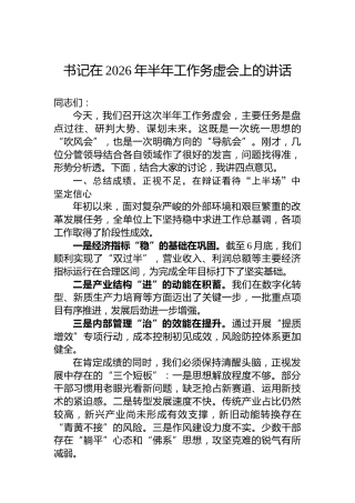 书记在2026年半年工作务虚会上的讲话